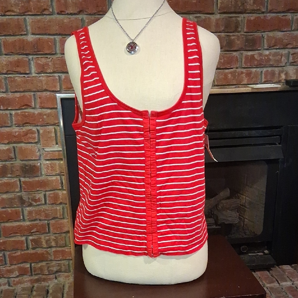 Pilcro Red and White Striped Tank Top